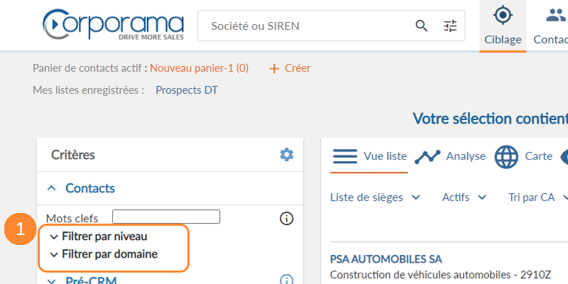 Un ciblage de prospects optimisé avec le filtre de contacts Corporama